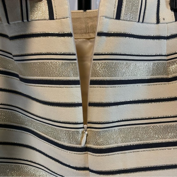 J. Crew size 0, black, gold and beige striped, mini skirt with pockets - Picture 5 of 10
